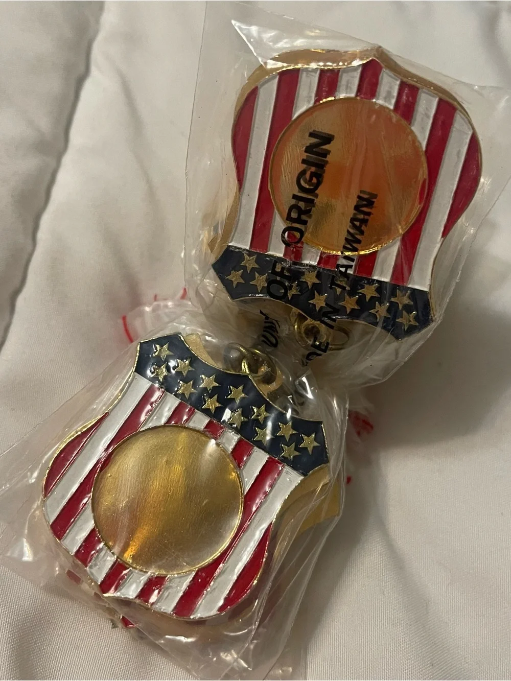 Lot of 30 Vintage Patriotic American Flag Shield Charms - 21 Gold / 9 Silver
